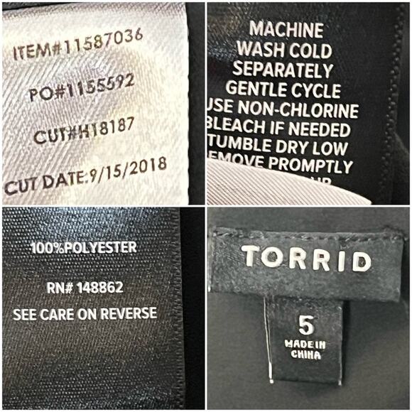 Torrid Black Babydoll Georgette Lace-Up Blouse Lace Front Tie Woman's Size 5X - Picture 6 of 16